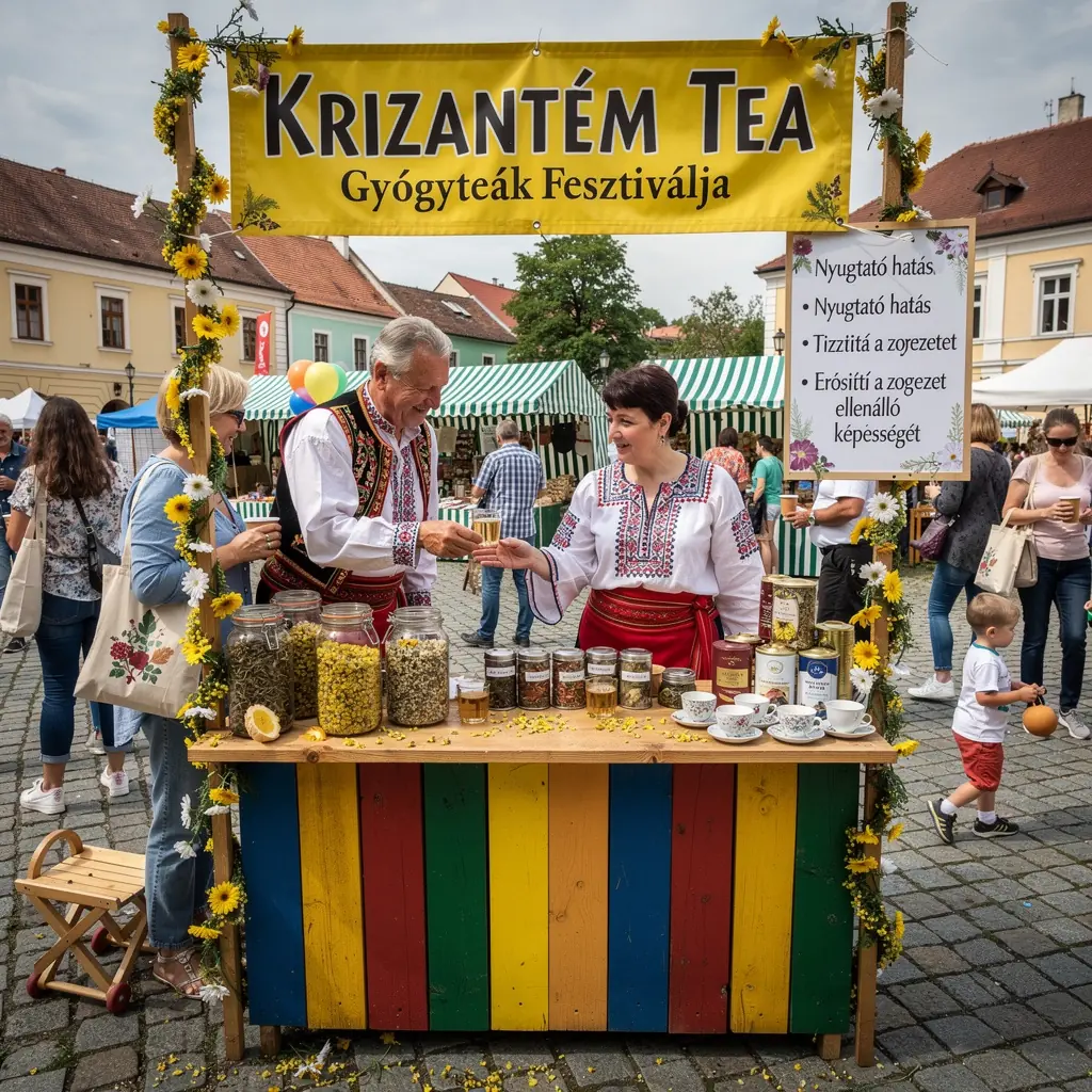 Színes krizantémok, amelyek a természet szépségét tükrözik, a teázás élményéhez.