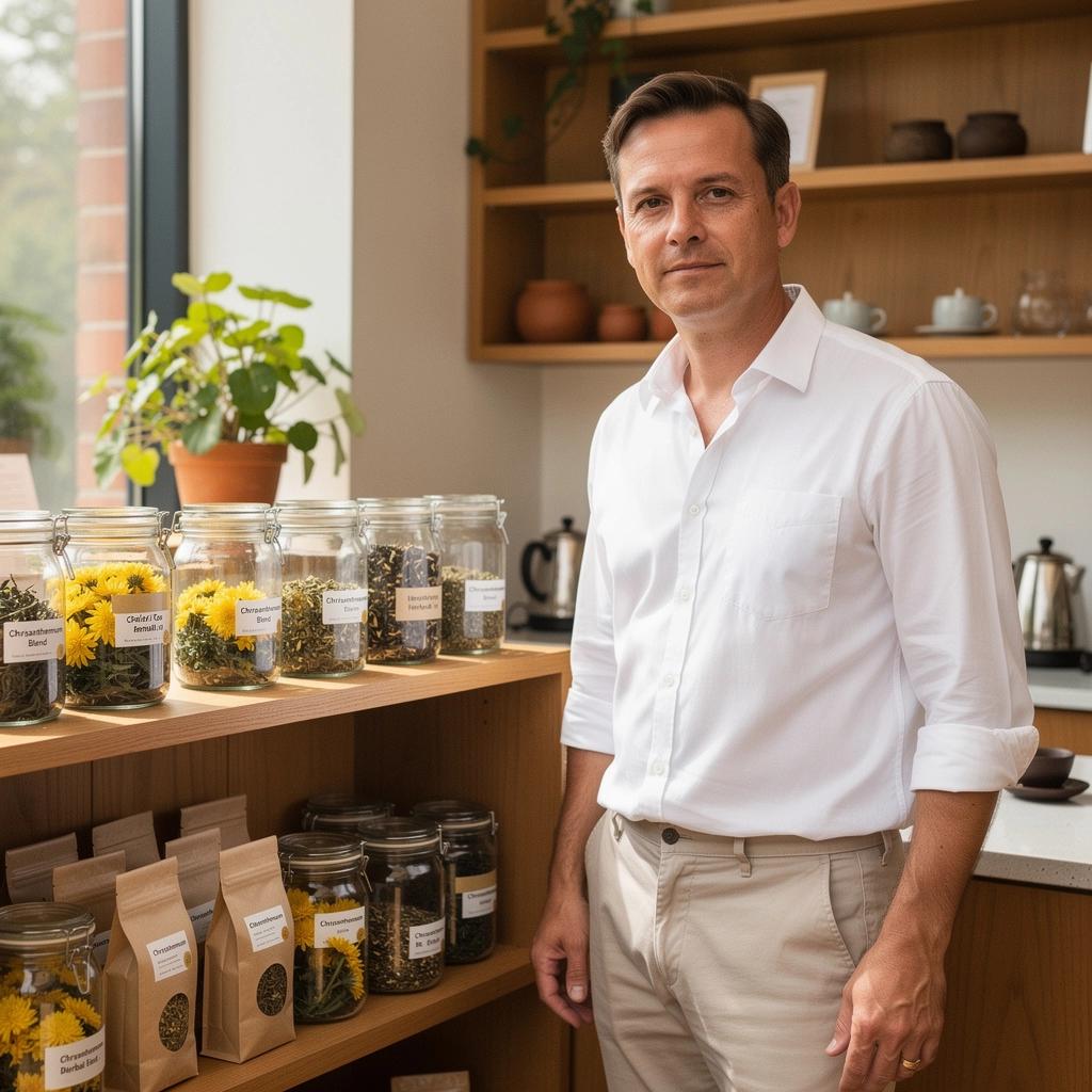 Krizantém virágok a természetben, zöld levelek között.